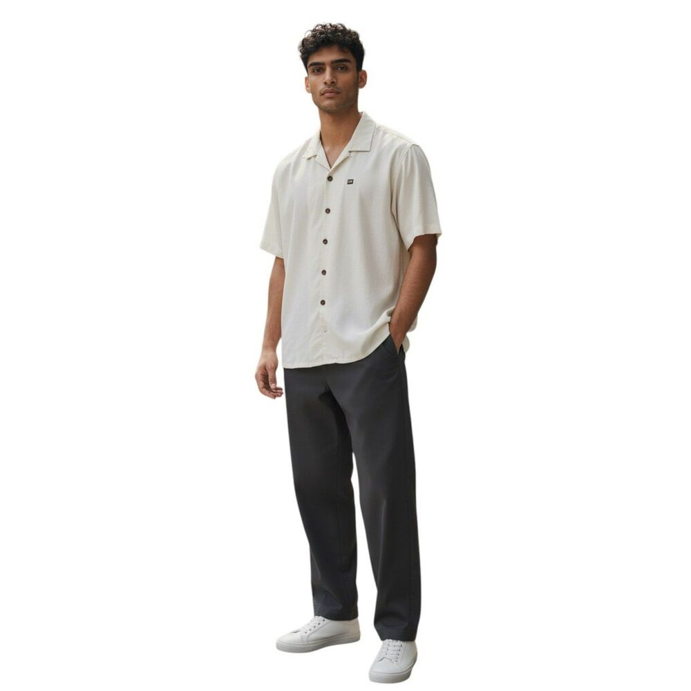 KIKO Men’s Ivory Shirt  100% Silk  Short Sleeve Size S # 310